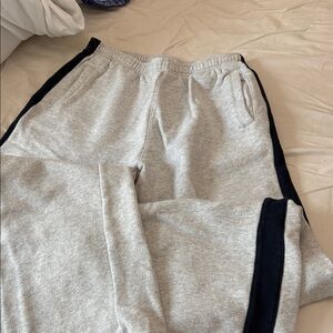 Gray Sweatpants with Black Side Stripes